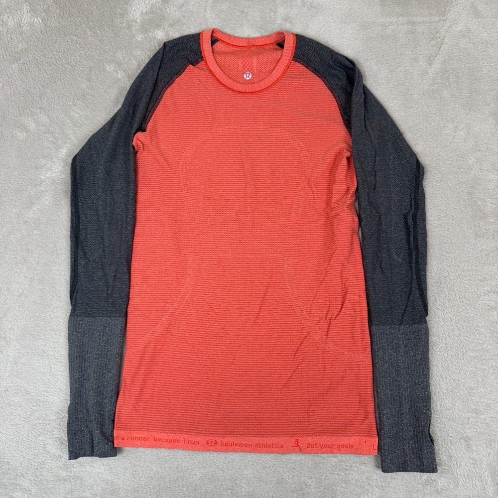 Lululemon Run Swiftly Tech Shirt‎ Womens S Orange Preowned Thumbholes Activewear